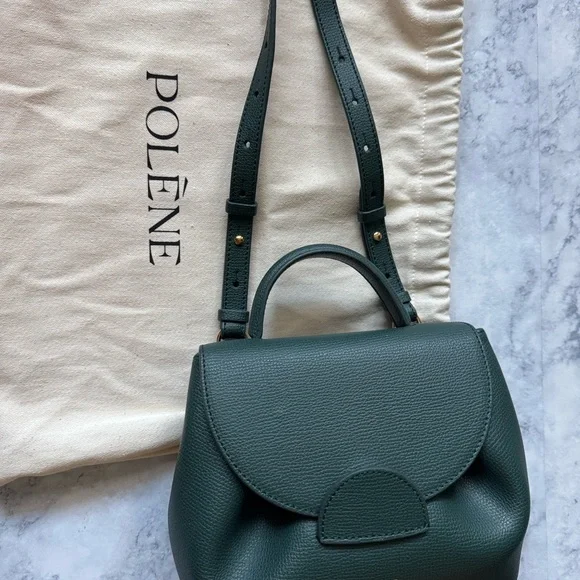 Polene Numéro Un Nano Dark Hunter Green Crossbody Bag Purse Paris - Picture 4 of 12